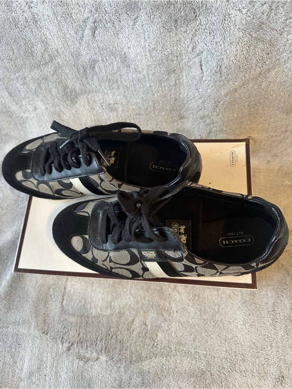 Coach Black and Gray Signature Logo Sneakers - Picture 4 of 4